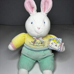 Vintage Eden Baby’s First Bunny Plush Yellow White Green Pastel Terry Cloth NWT